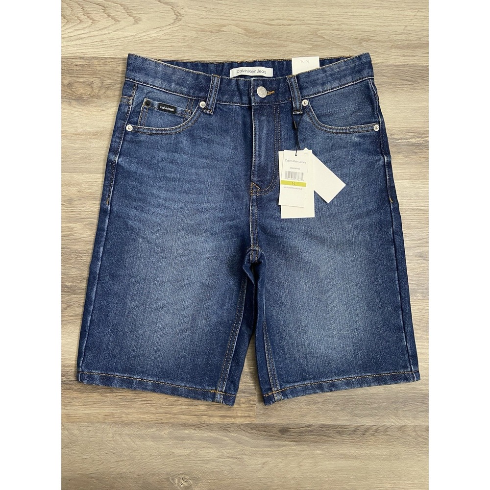 Boys Calvin Klein Shorts Denim Jean Sz 14 Relaxed Fit Houston Mid Blue Everyday